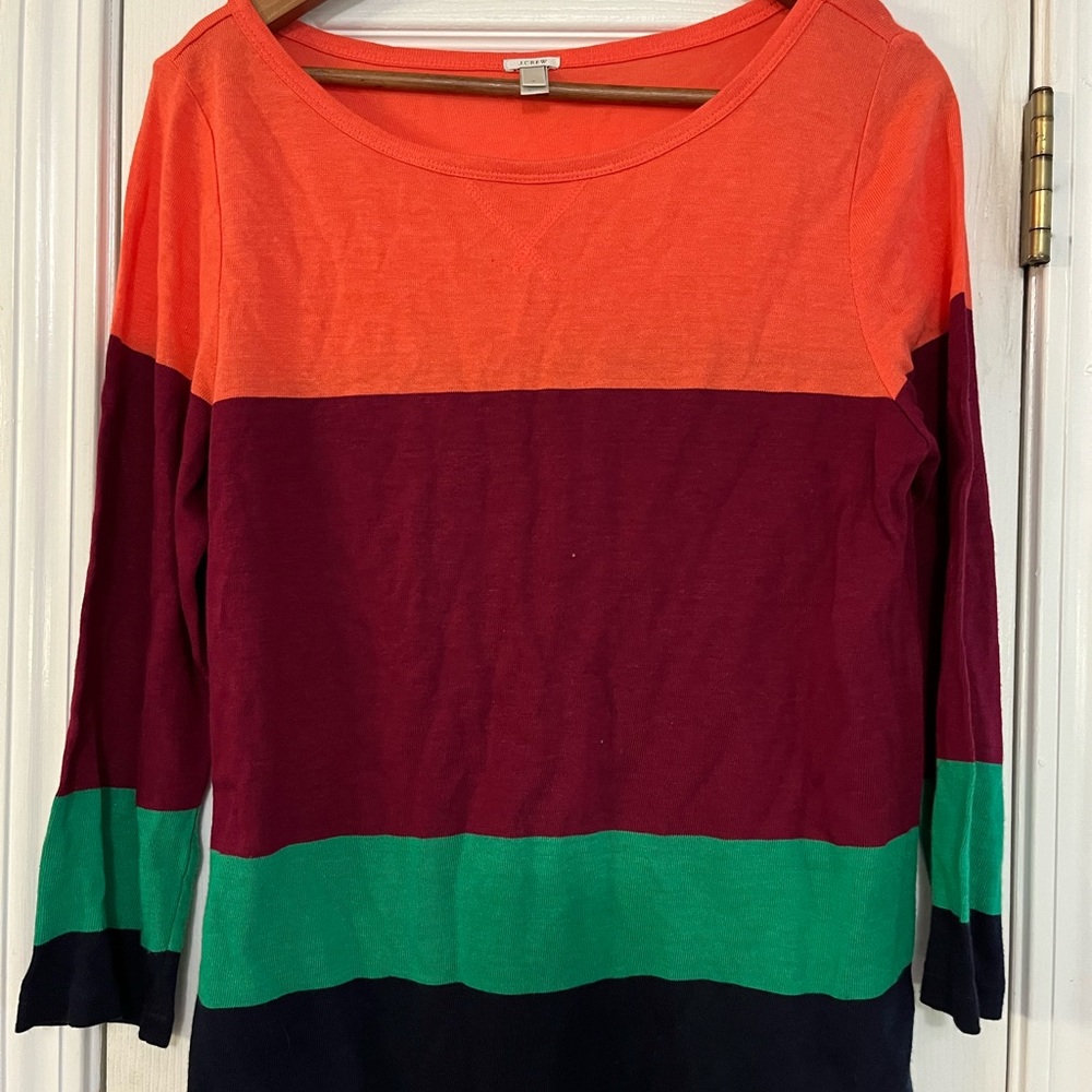 Women’s JCrew multi striped lightweight sweater sz M